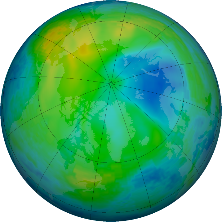 Arctic ozone map for 12 November 1993